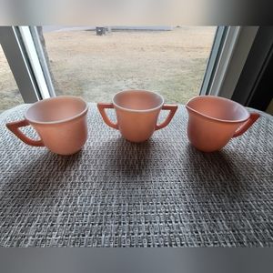 Vtg 50s Hazel Atlas "Little Hostess" 3pc Milk Glass Tea Set